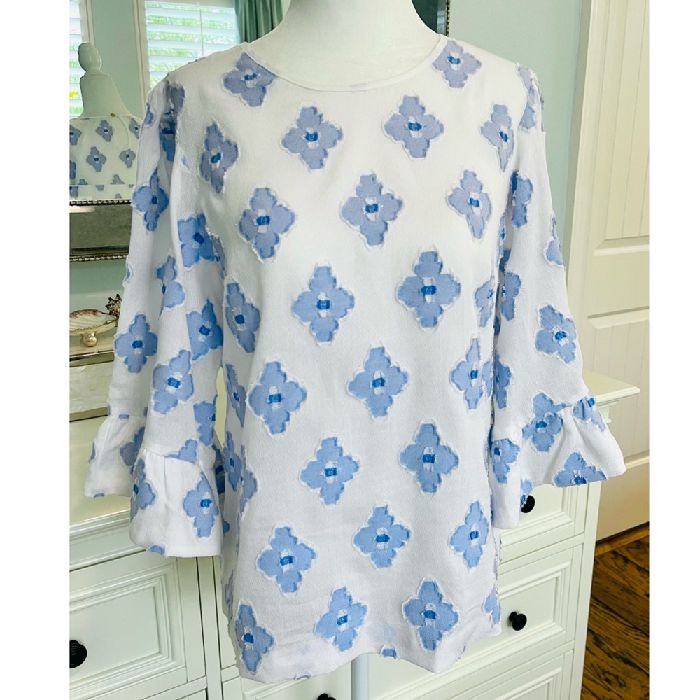 Lilly Pulitzer Francis Tunic Peri Blue Medallion Lurex Clip,  Size XXS